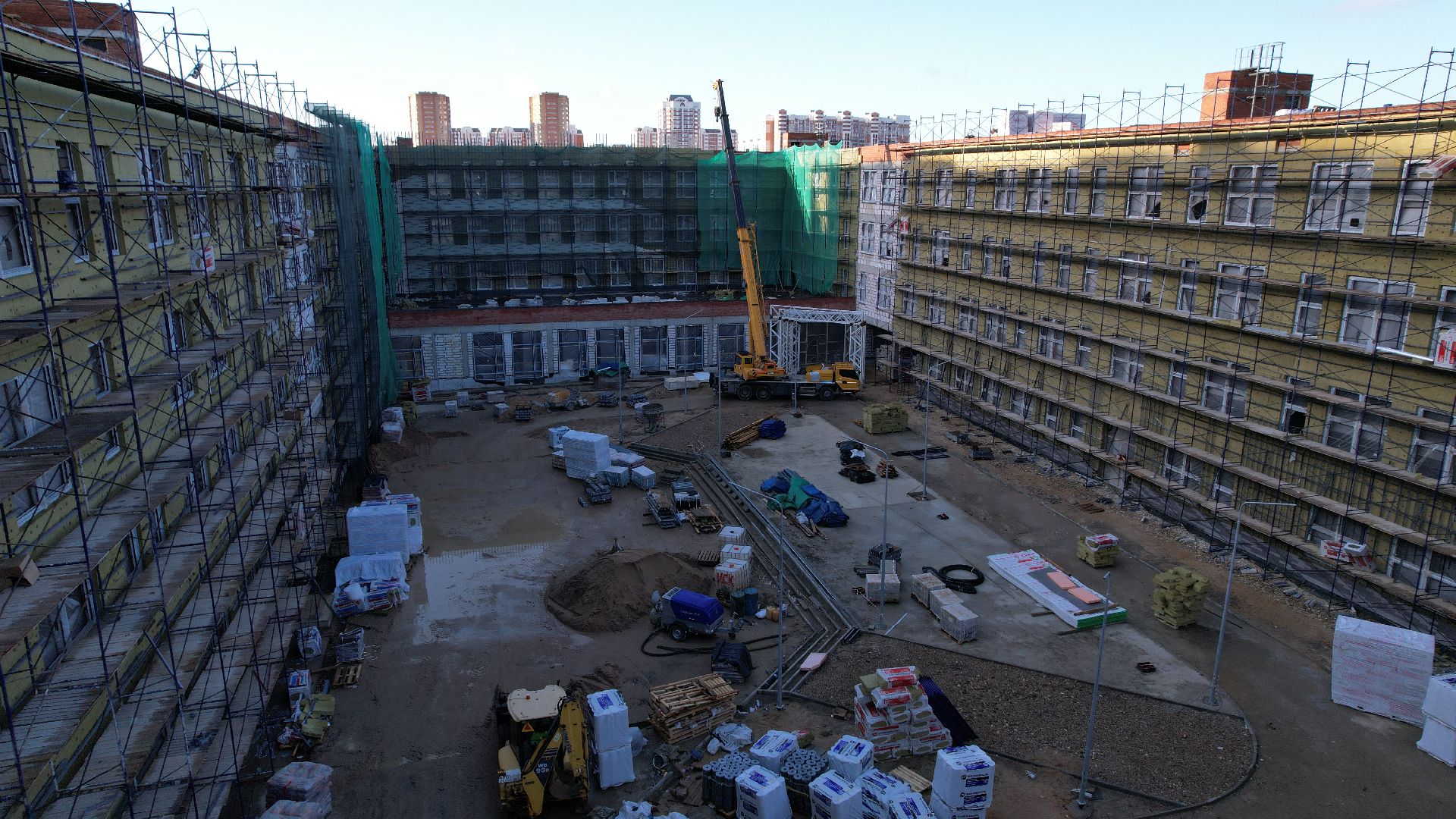 видео с коптера, лобня, школа,