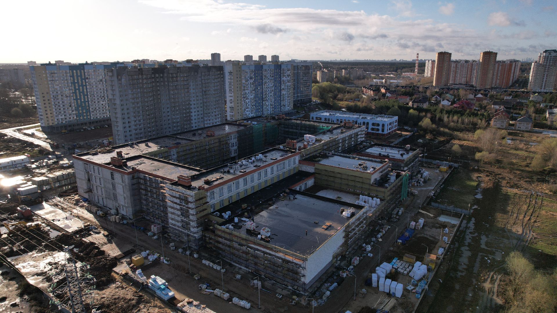 видео с коптера, лобня, школа,