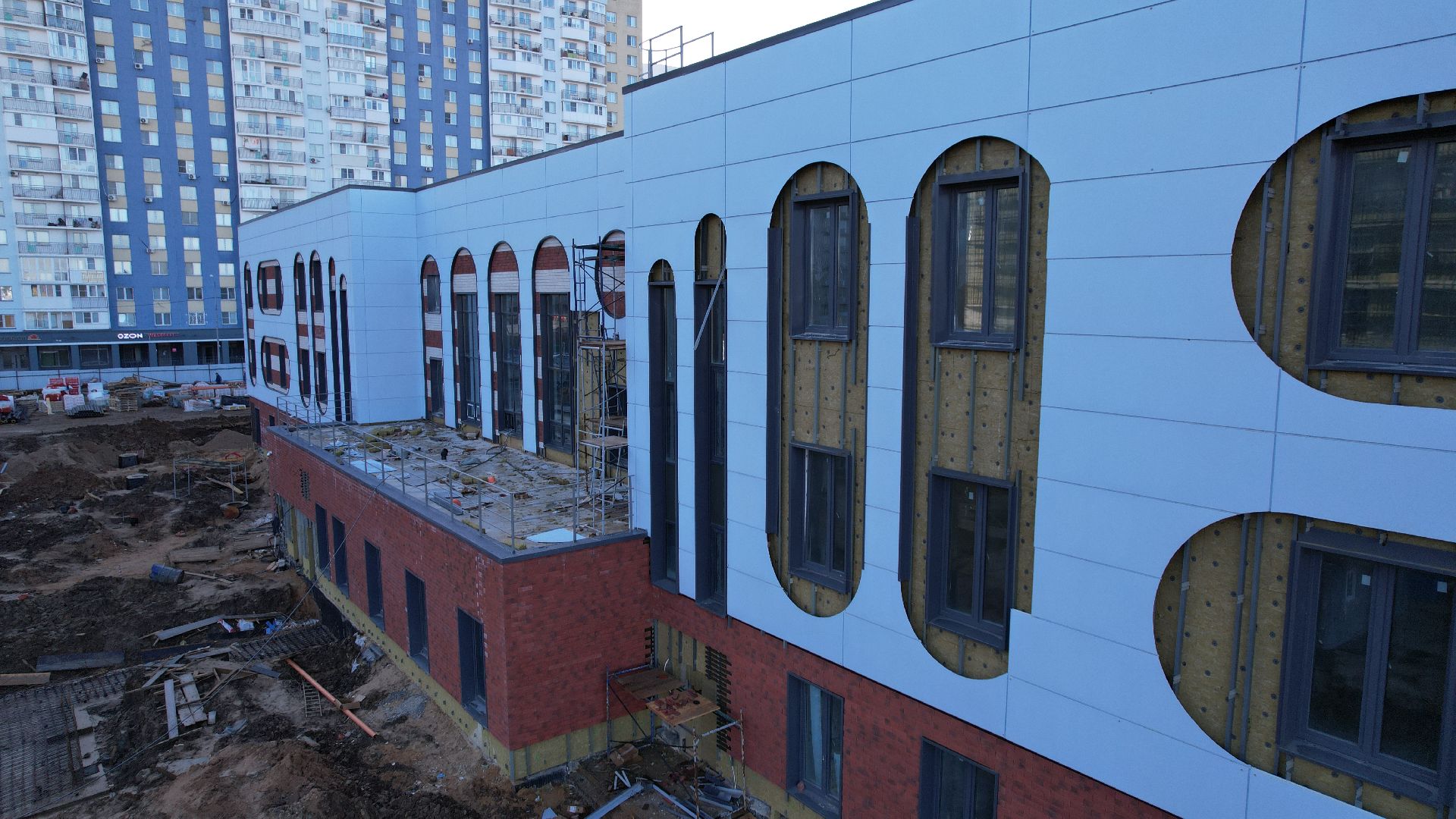 видео с коптера, лобня, школа,