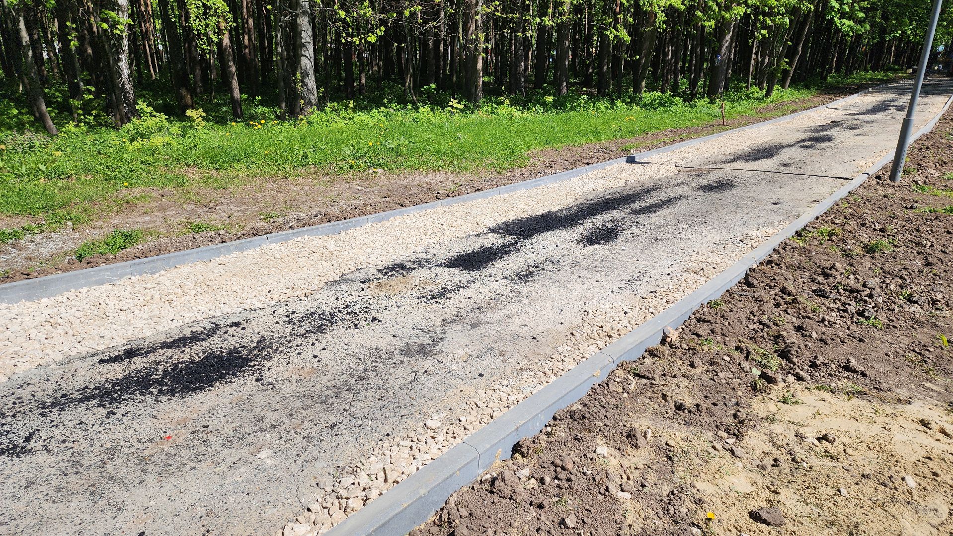 кашира, городской парк, тротуар, дорожка, новый асфальт, ремонт, благоустройство,