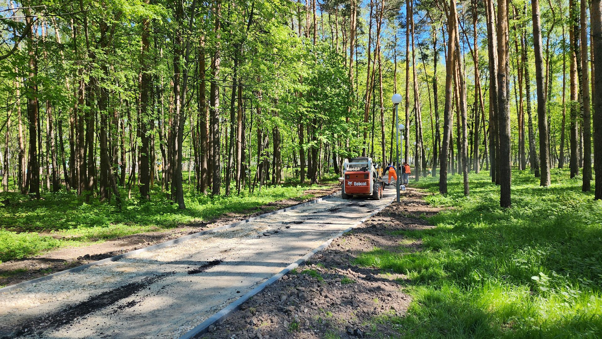 кашира, городской парк, тротуар, дорожка, новый асфальт, ремонт, благоустройство,