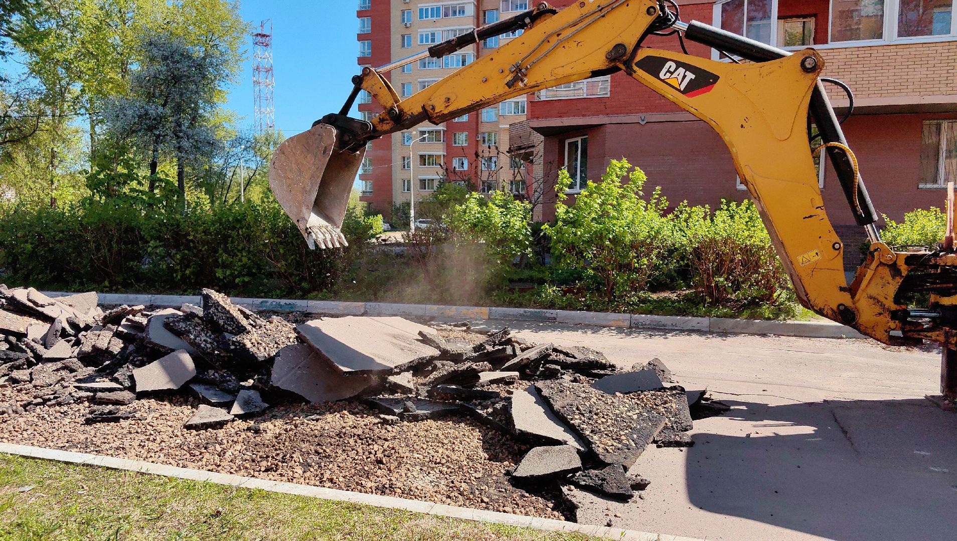 асфальт, большие карты, дорожное полотно, погрузчик,