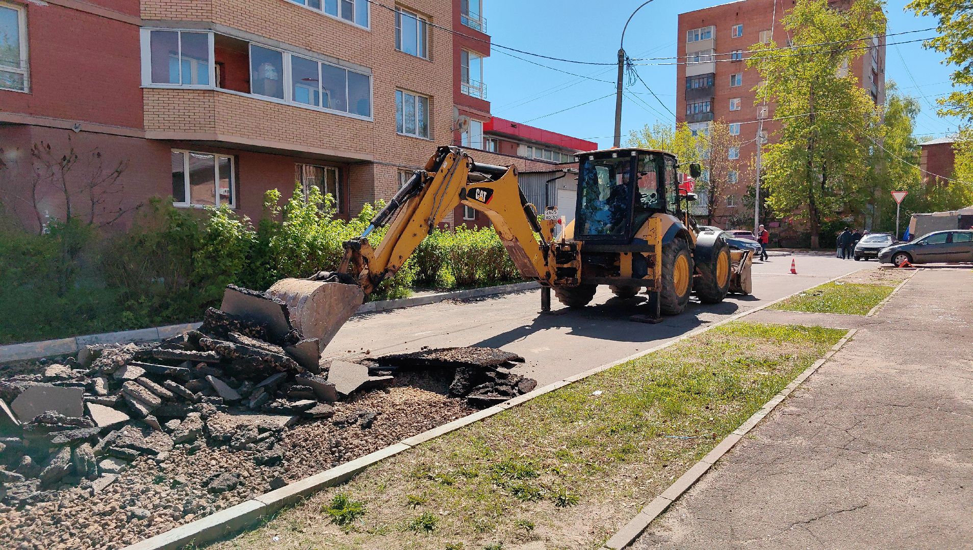 асфальт, большие карты, дорожное полотно, погрузчик,