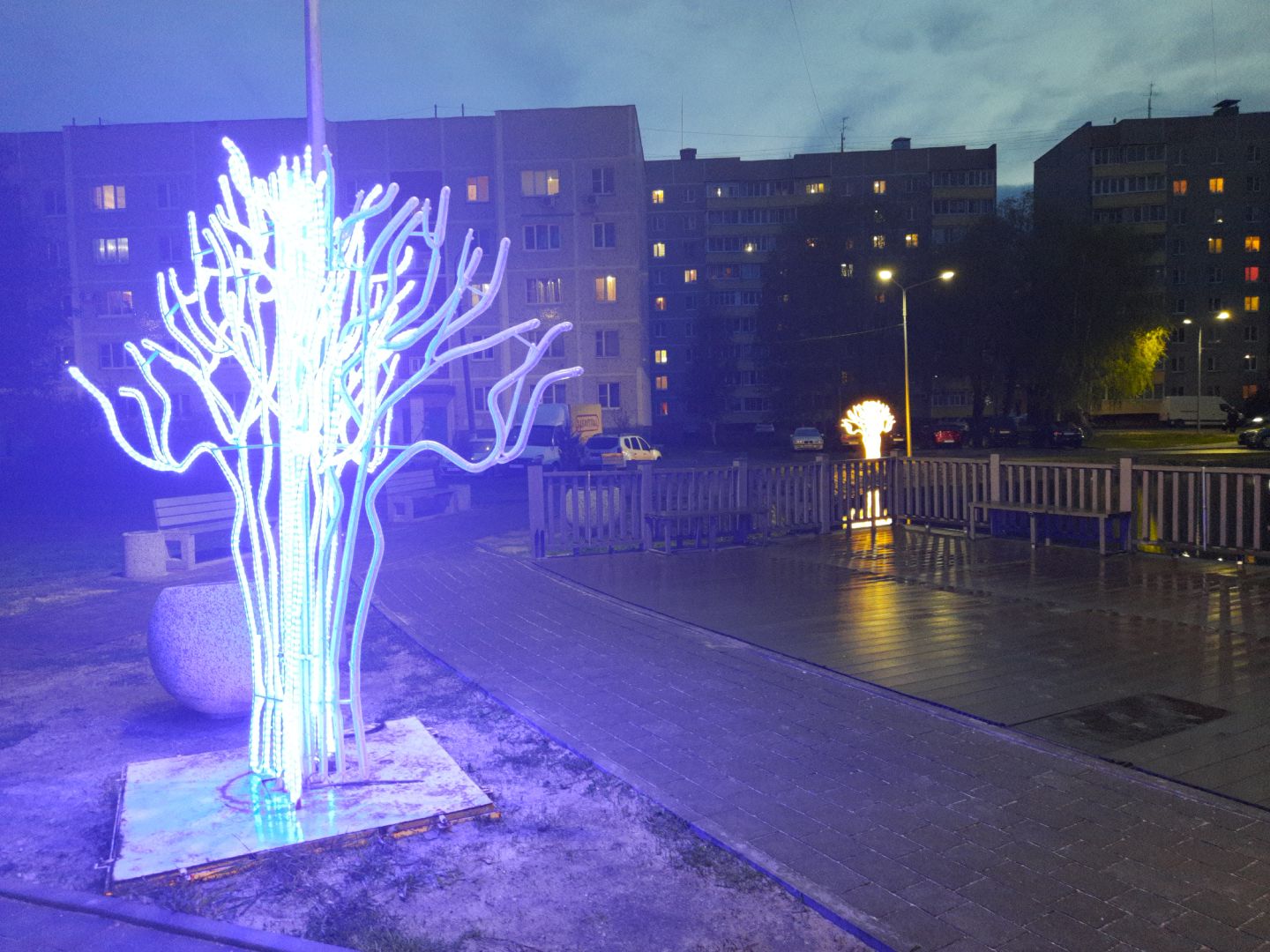 шатура, иллюминация,ночной город,