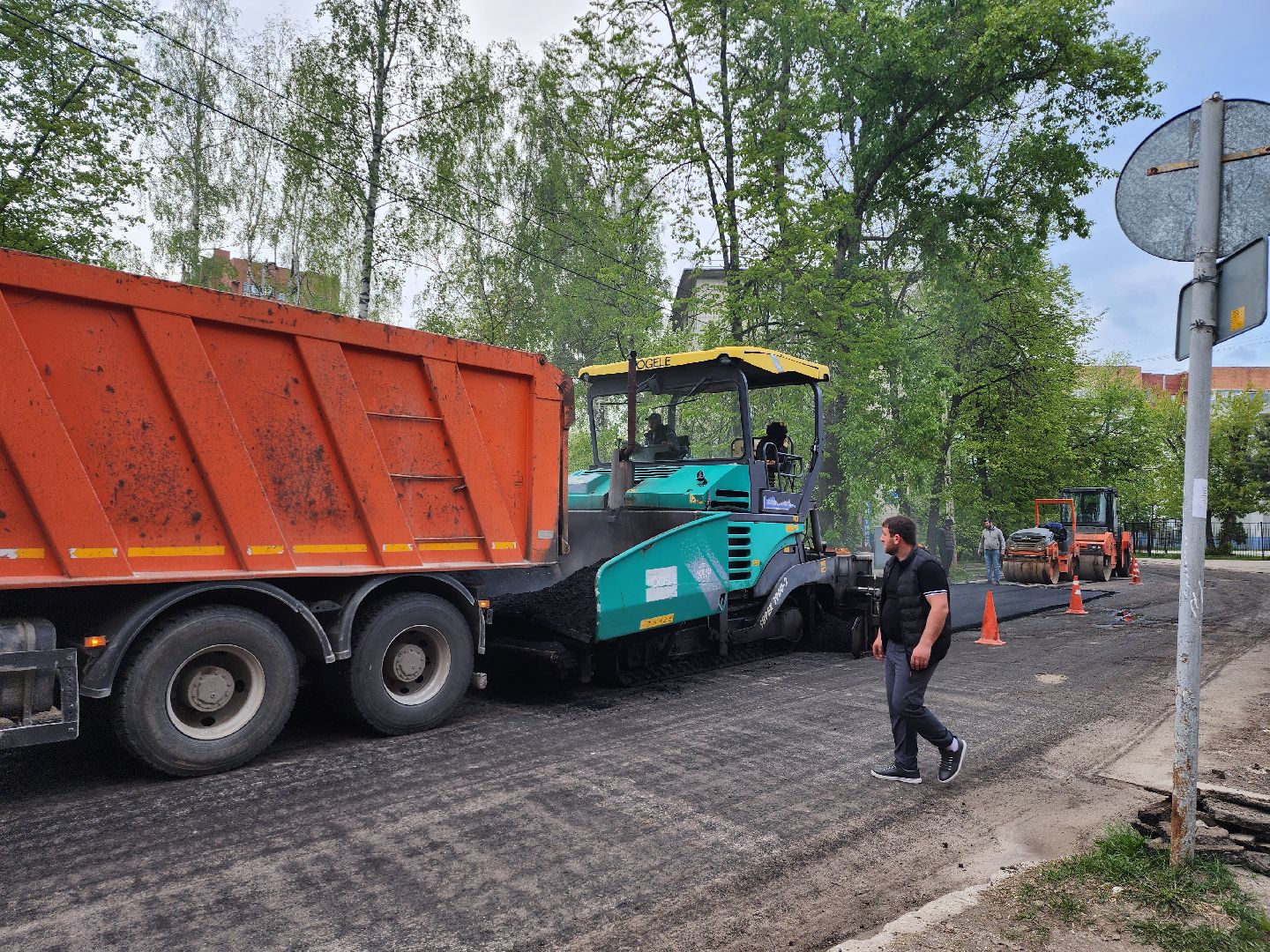 Дубна, Ремонт дорог, Плановый ремонт, Укладка асфальта,