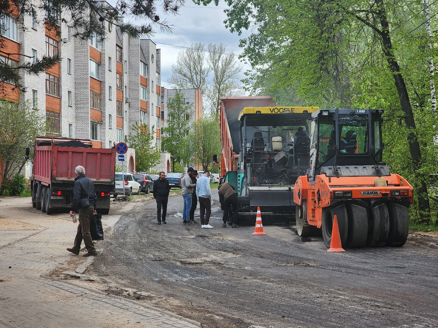 Дубна, Ремонт дорог, Плановый ремонт, Укладка асфальта,