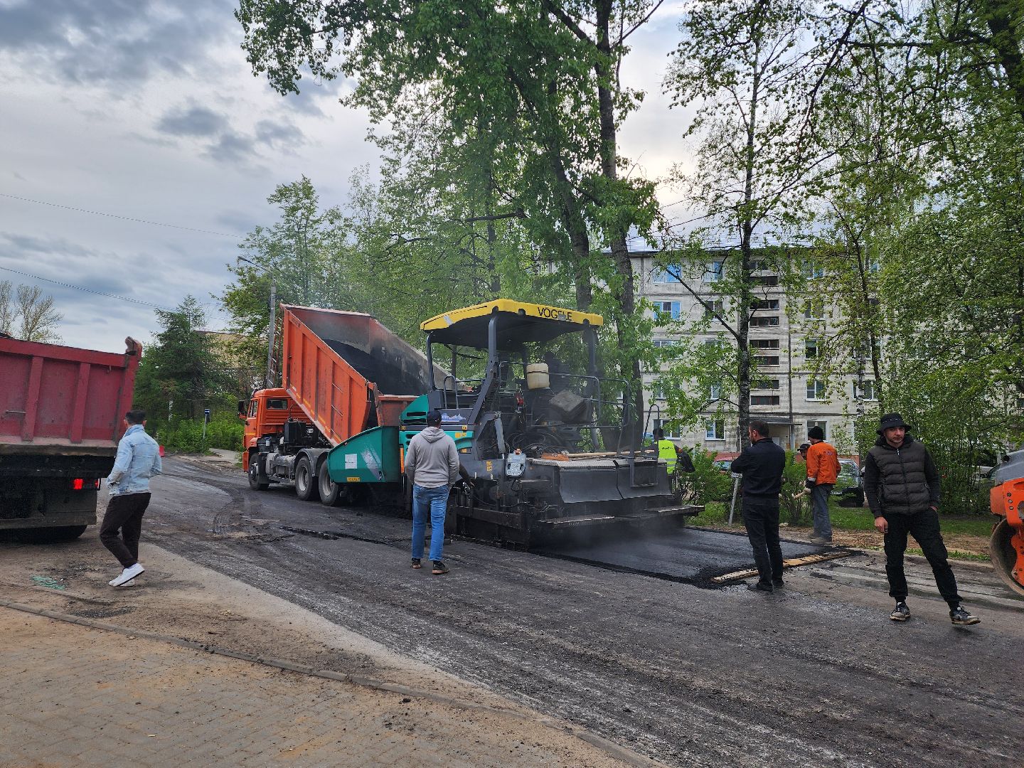 Дубна, Ремонт дорог, Плановый ремонт, Укладка асфальта,