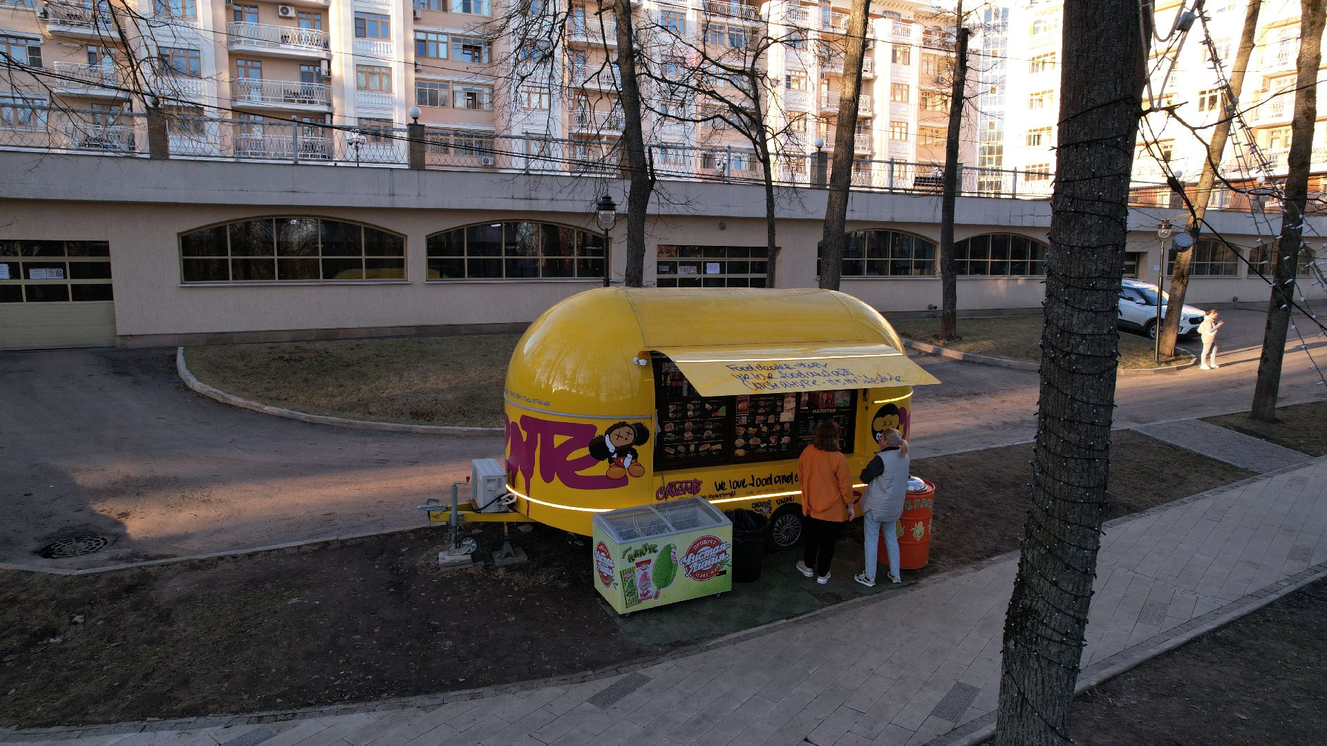 видео с коптера, звенигород, парк,