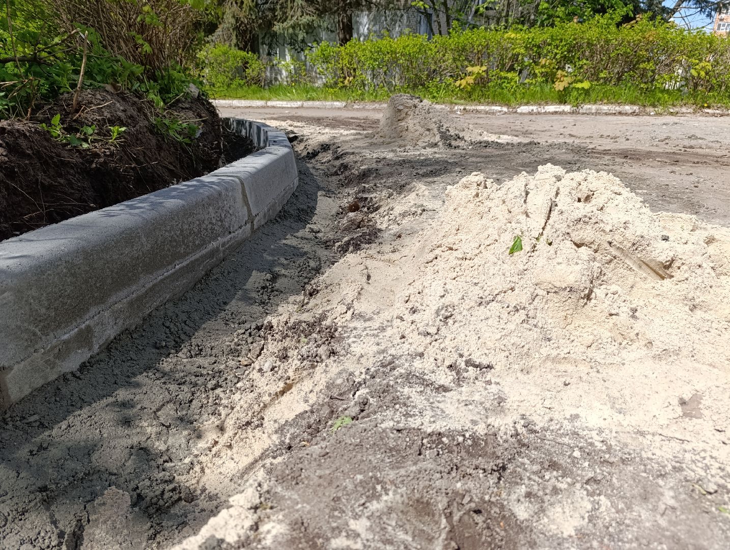 Бронницы, Ремонт дороги, Бордюрный камень, Поселок Горка,