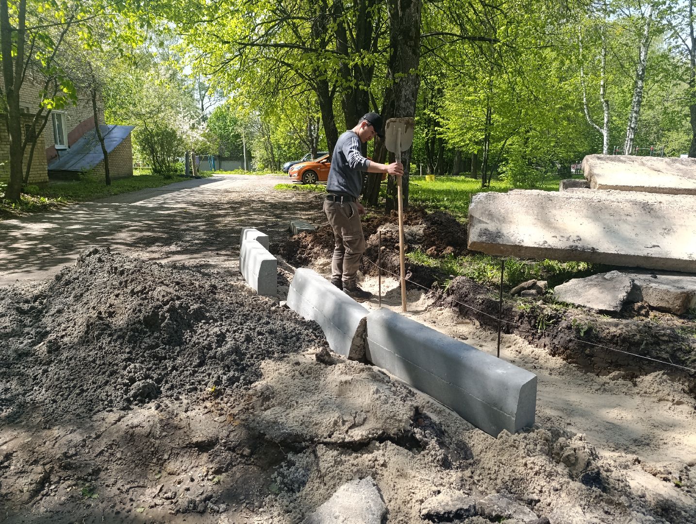 Бронницы, Ремонт дороги, Бордюрный камень, Поселок Горка,