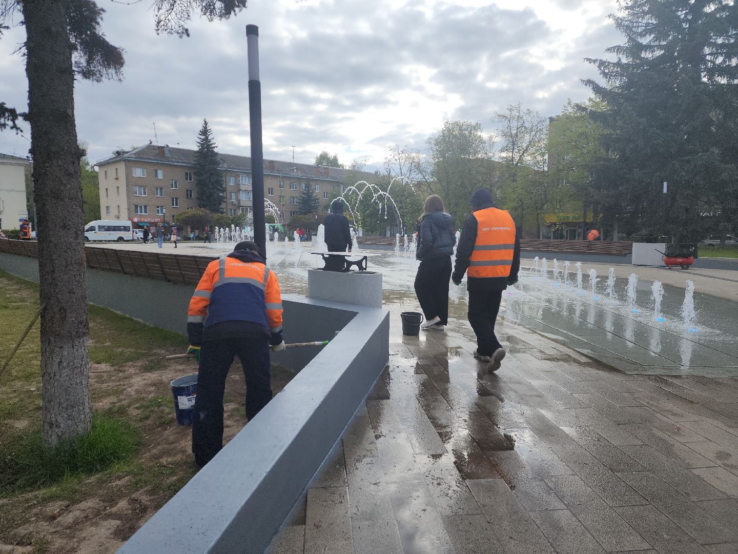 пушкино, фонтан, благоустойство, площадь, коммунальные служба,