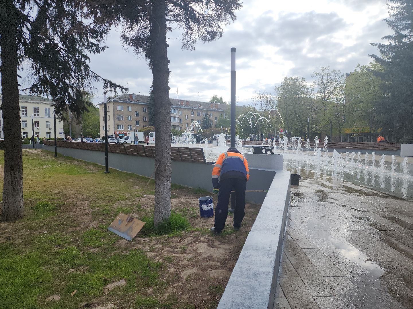пушкино, фонтан, благоустойство, площадь, коммунальные служба,