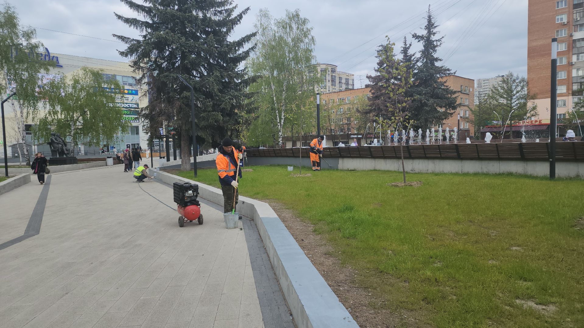 пушкино, фонтан, благоустойство, площадь, коммунальные служба,