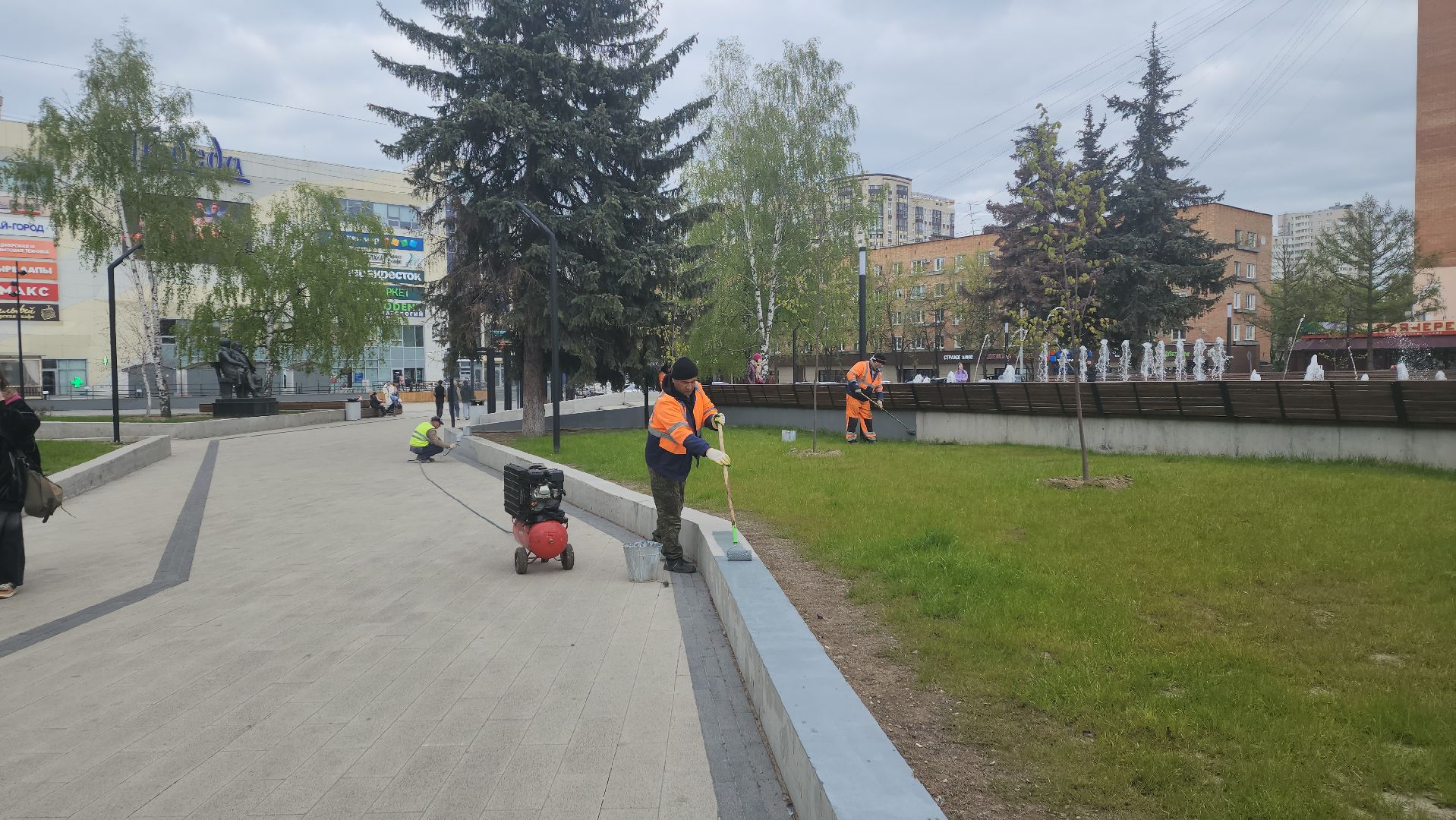 пушкино, фонтан, благоустойство, площадь, коммунальные служба,