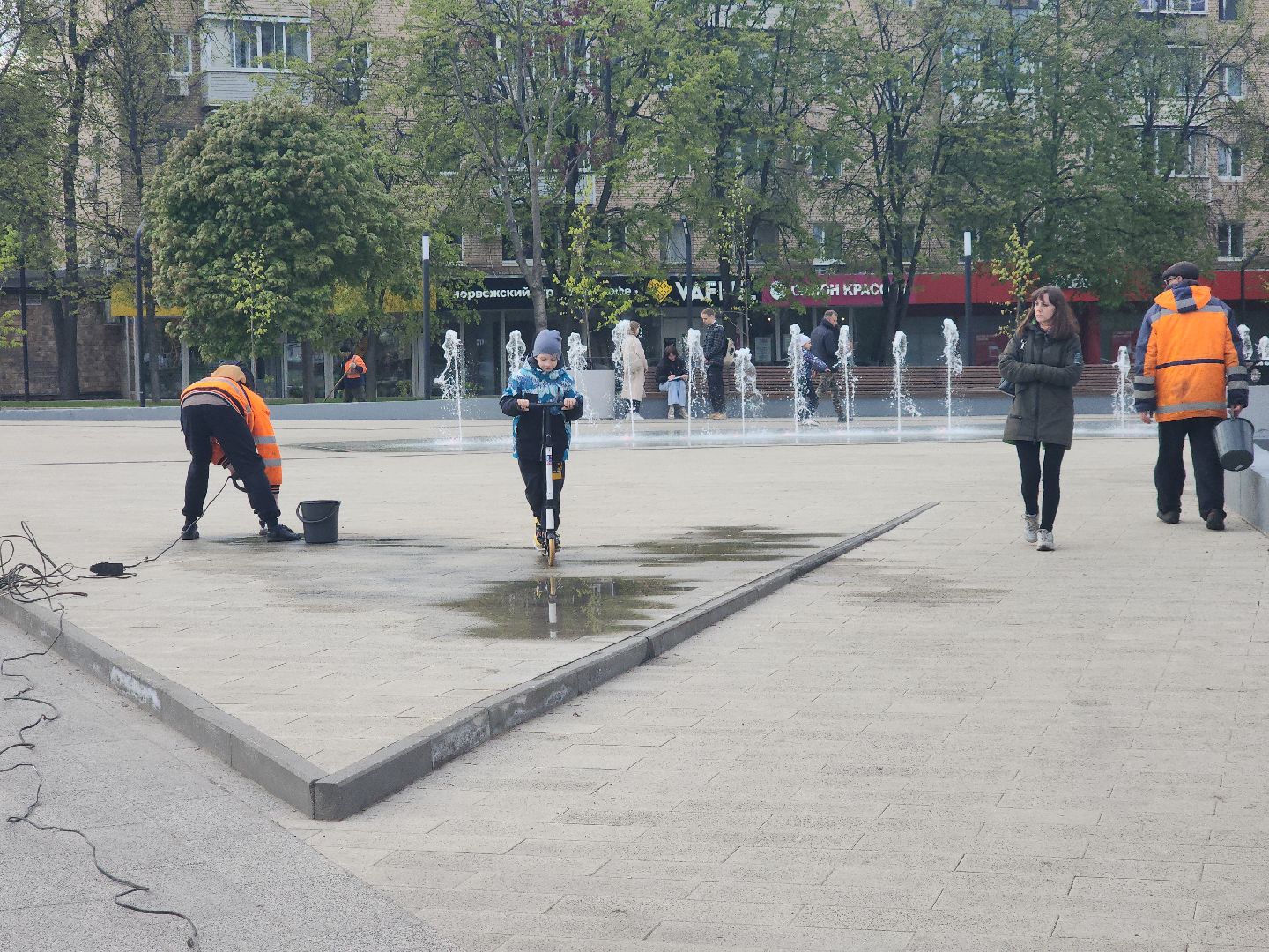 пушкино, фонтан, благоустойство, площадь, коммунальные служба,