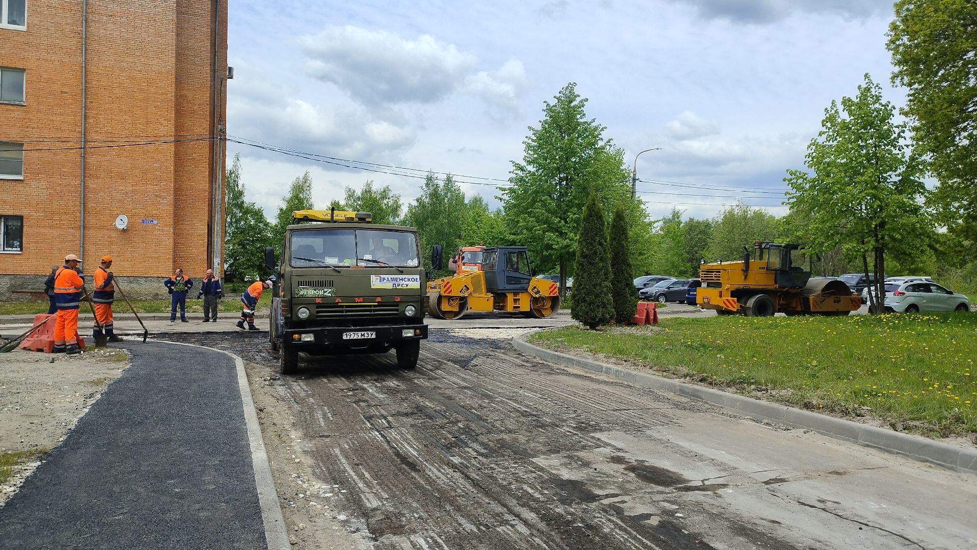 Бронницы, Поселок Горка, Ремонт дороги, Укладка асфальта,