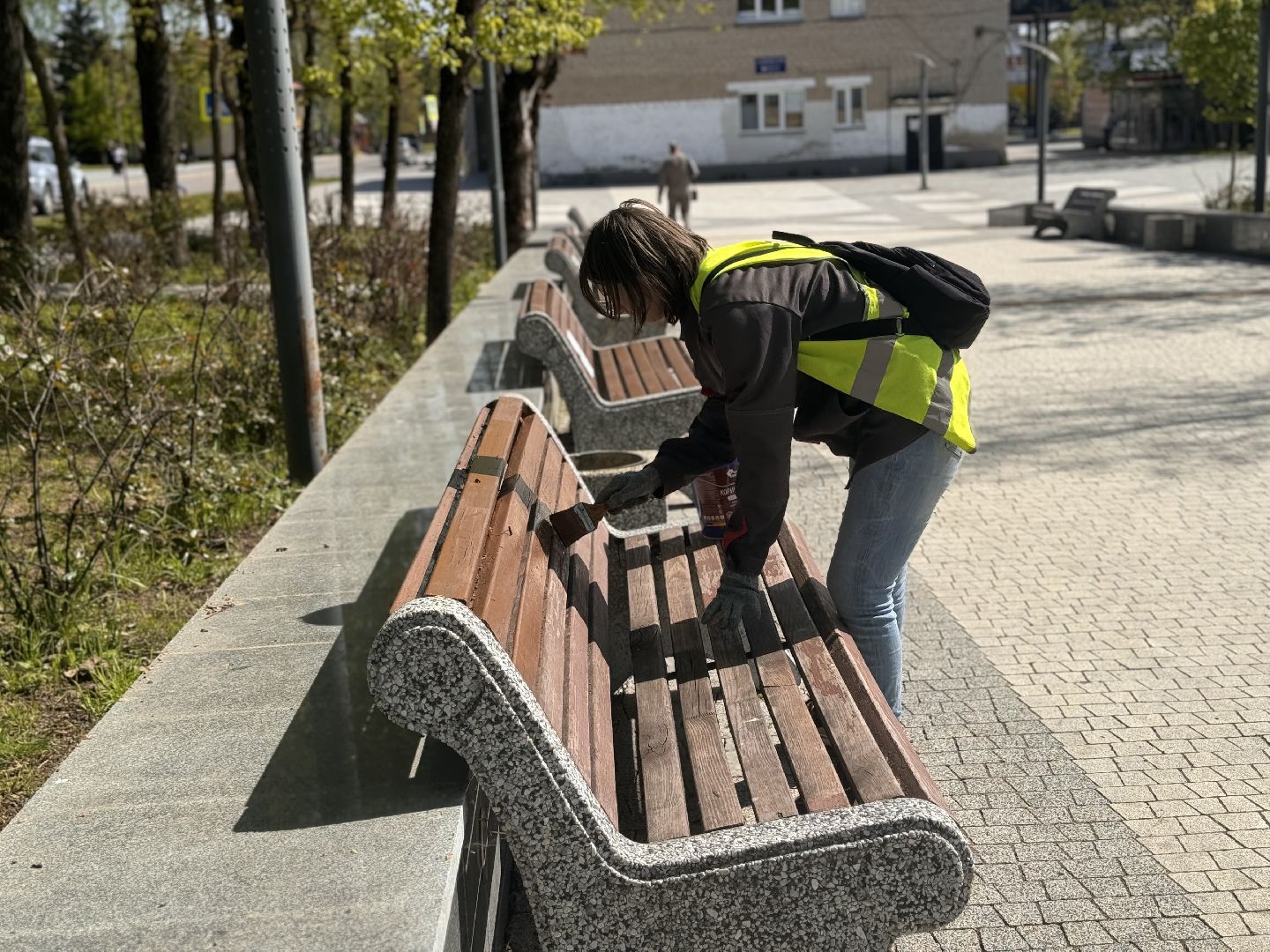 окрашено, благоуйстройство, шаховская, покраска, лавочки,