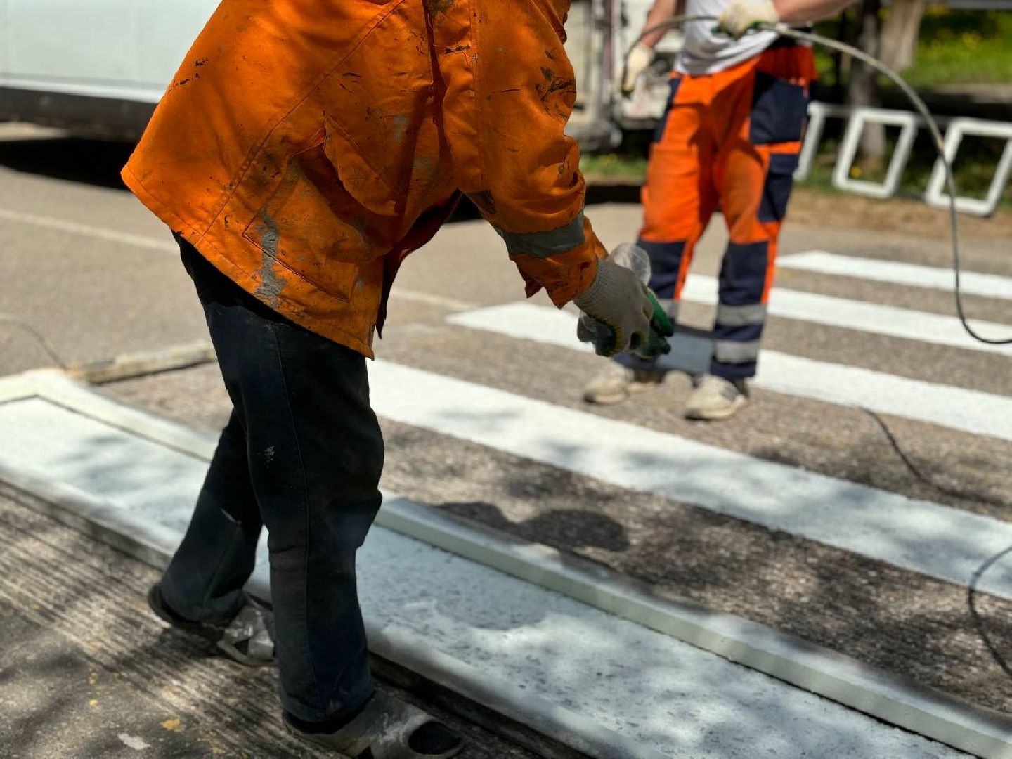 обновление разметки, восход, ремонт дорог,