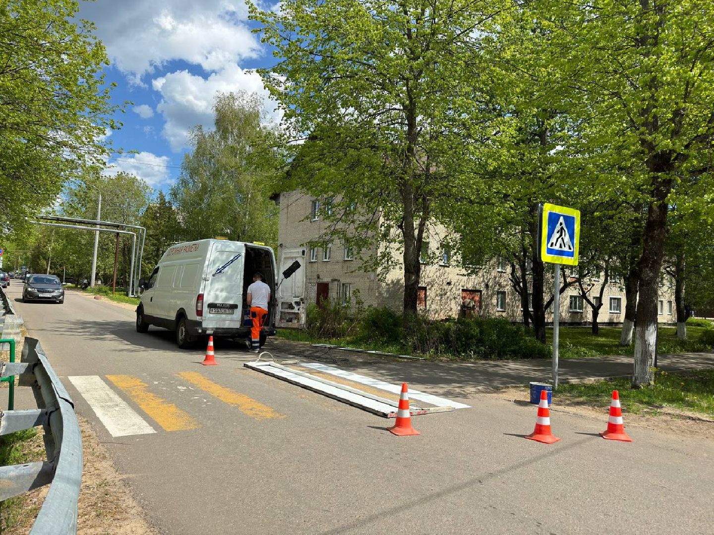 обновление разметки, восход, ремонт дорог,