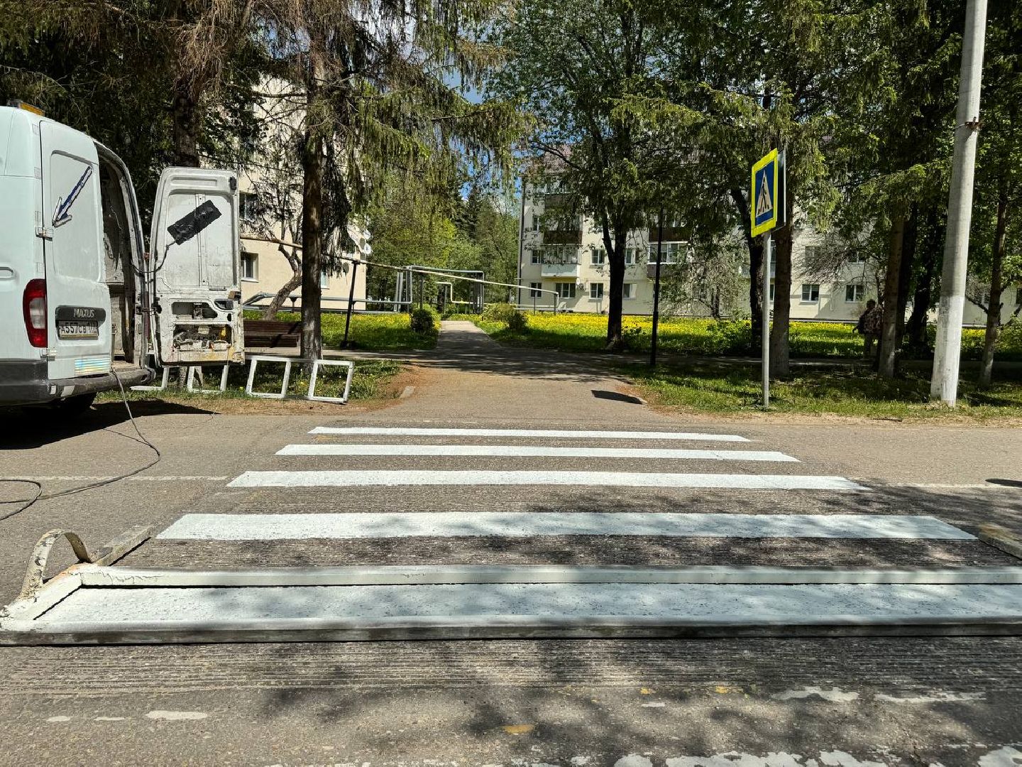 обновление разметки, восход, ремонт дорог,