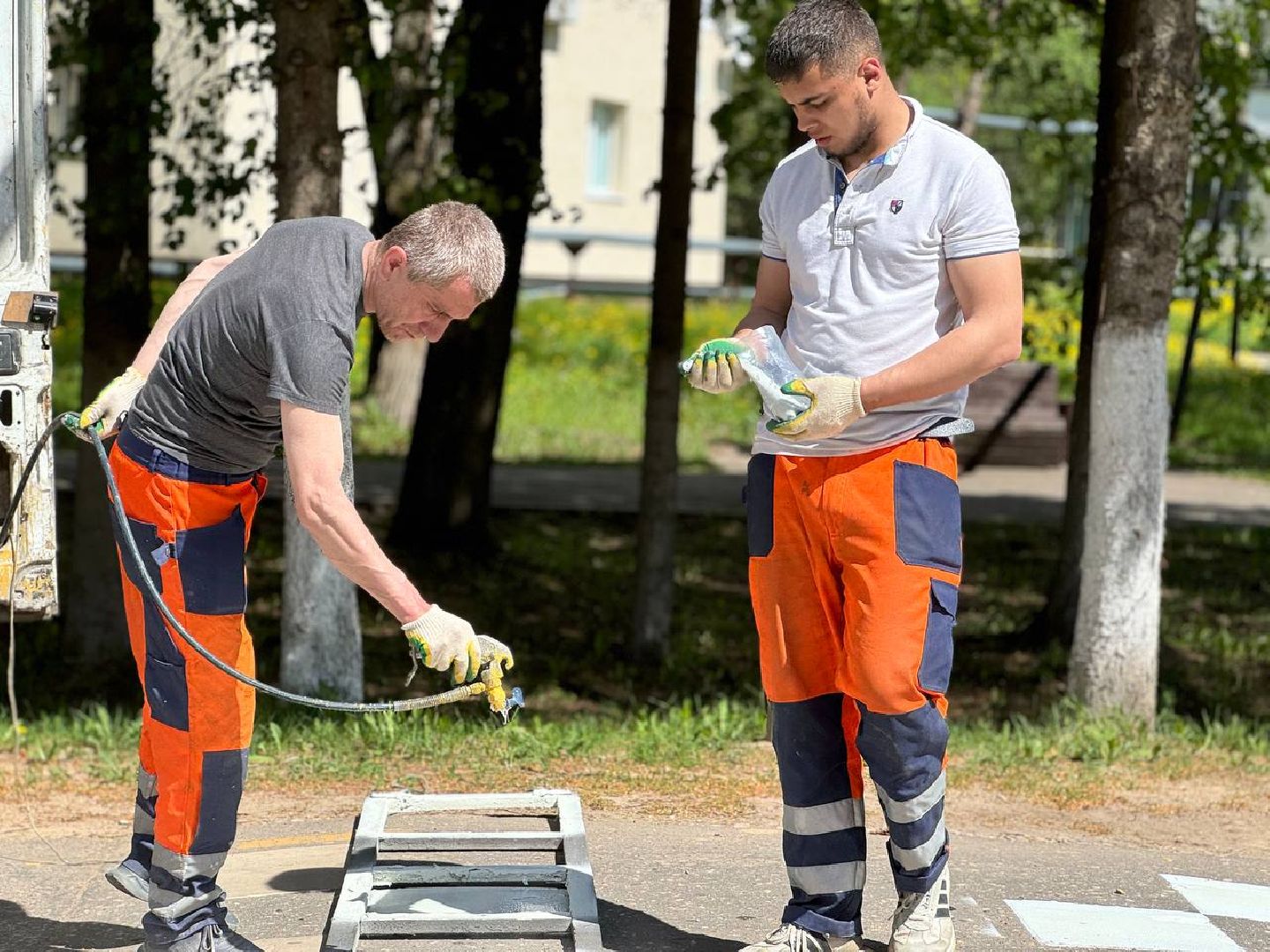 обновление разметки, восход, ремонт дорог,