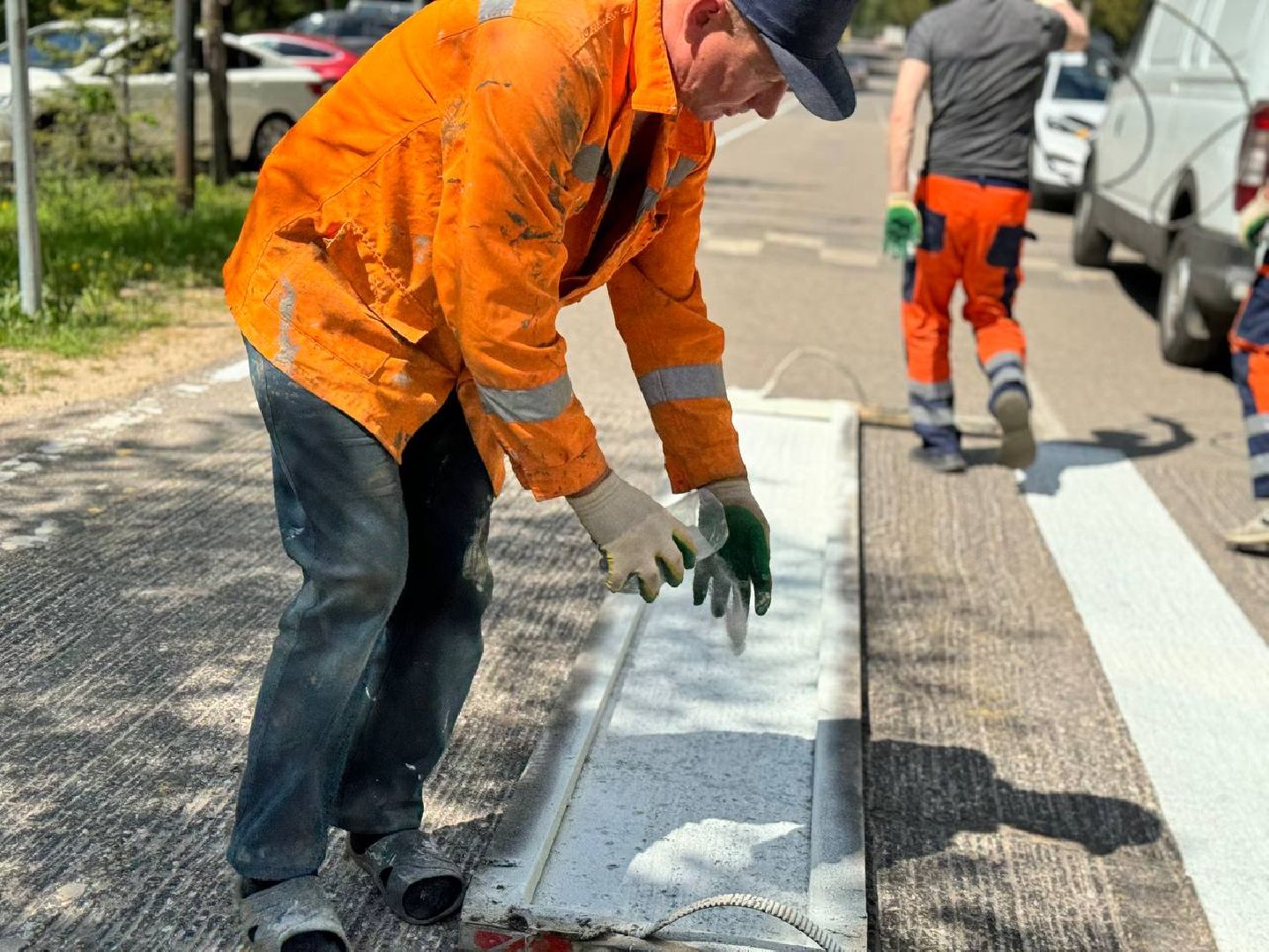 обновление разметки, восход, ремонт дорог,