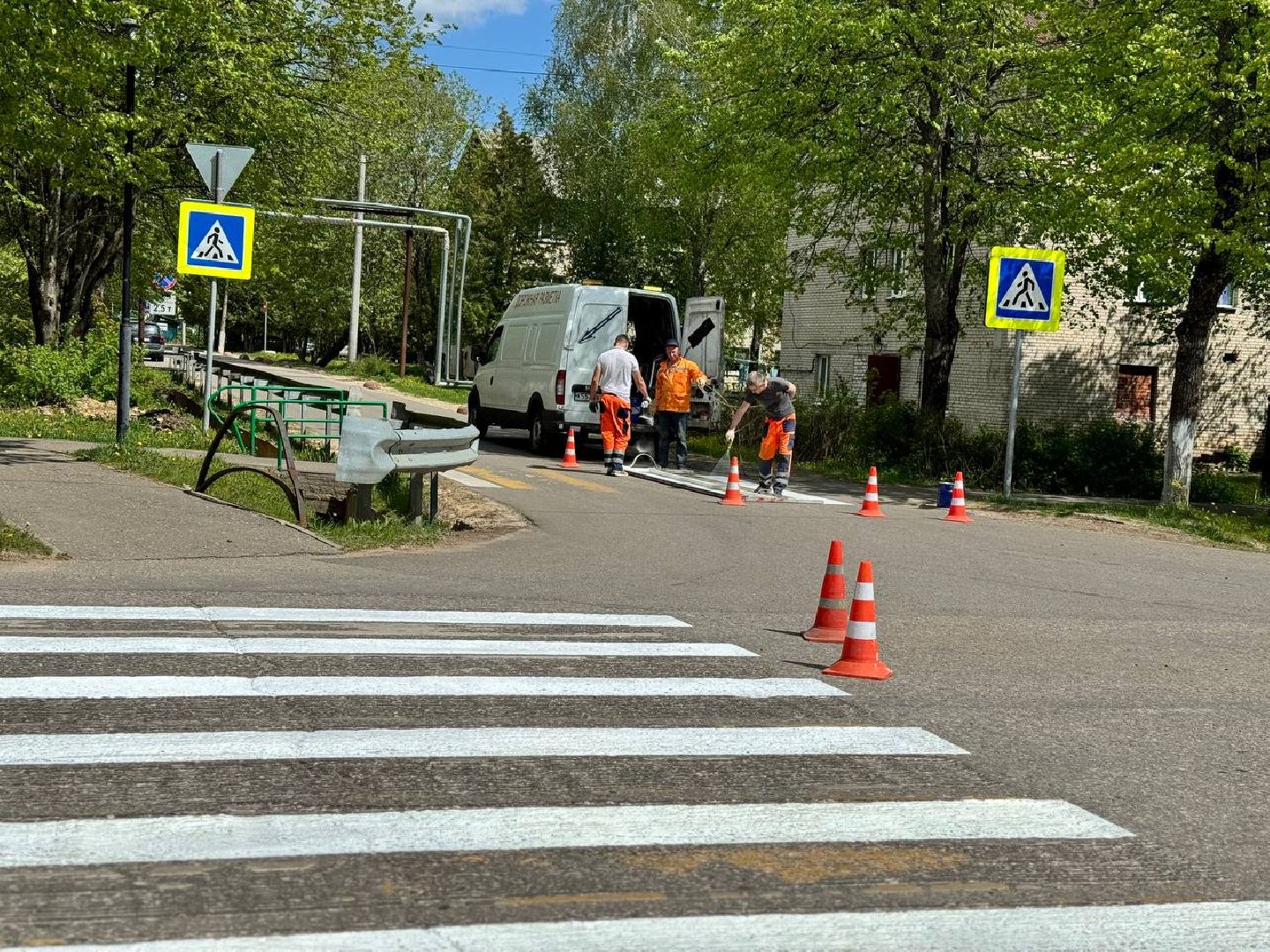 обновление разметки, восход, ремонт дорог,