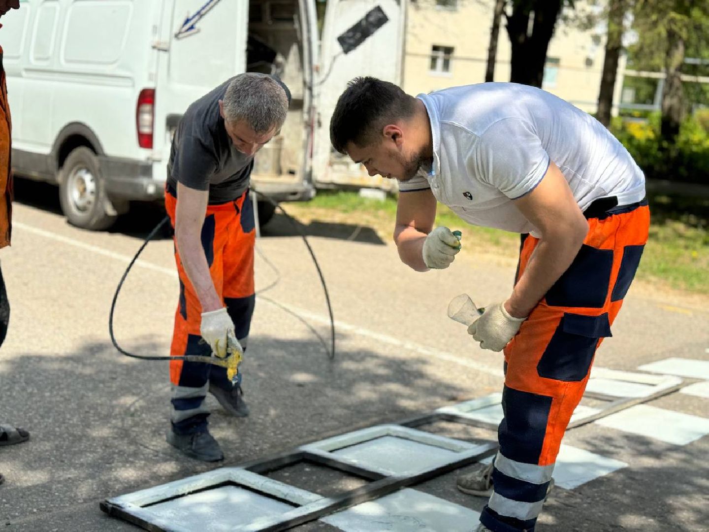 обновление разметки, восход, ремонт дорог,