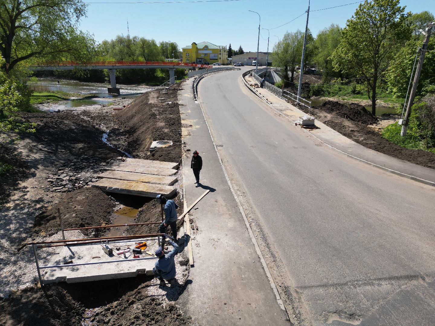 видео с коптера, мост, серебряные пруды,