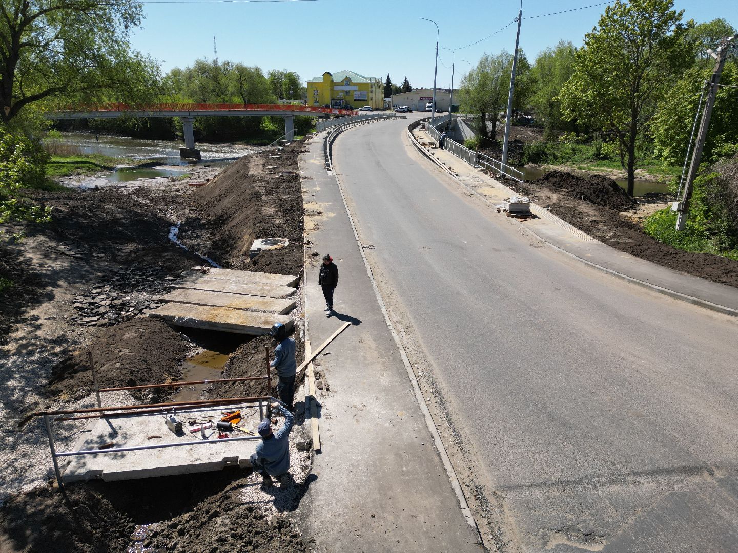 видео с коптера, мост, серебряные пруды,