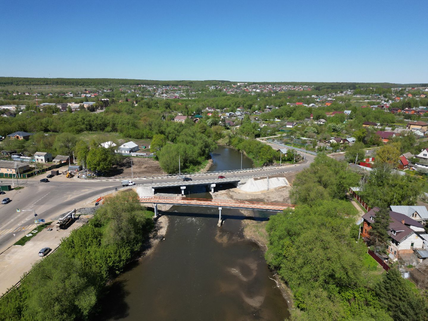 видео с коптера, мост, серебряные пруды,
