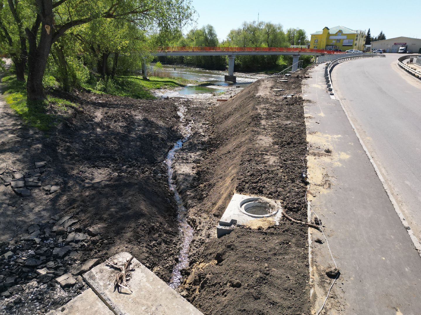 видео с коптера, мост, серебряные пруды,