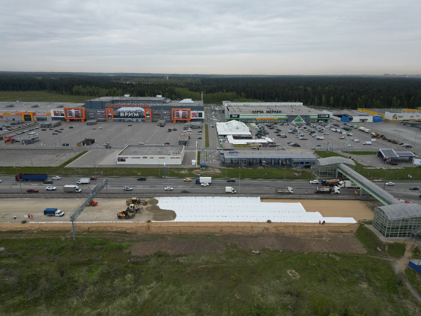 видео с коптера, шоссе, пушкинский,