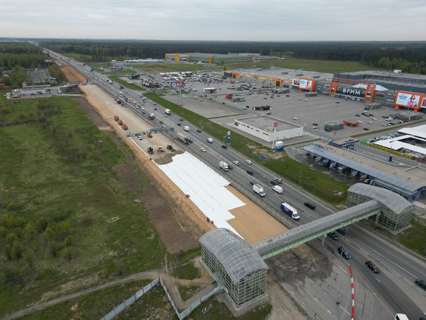 видео с коптера, шоссе, пушкинский,