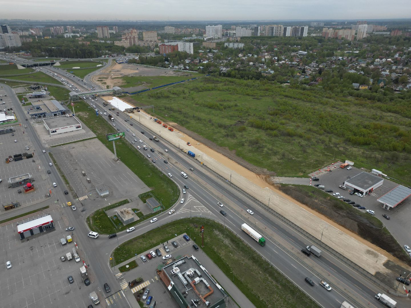 видео с коптера, шоссе, пушкинский,