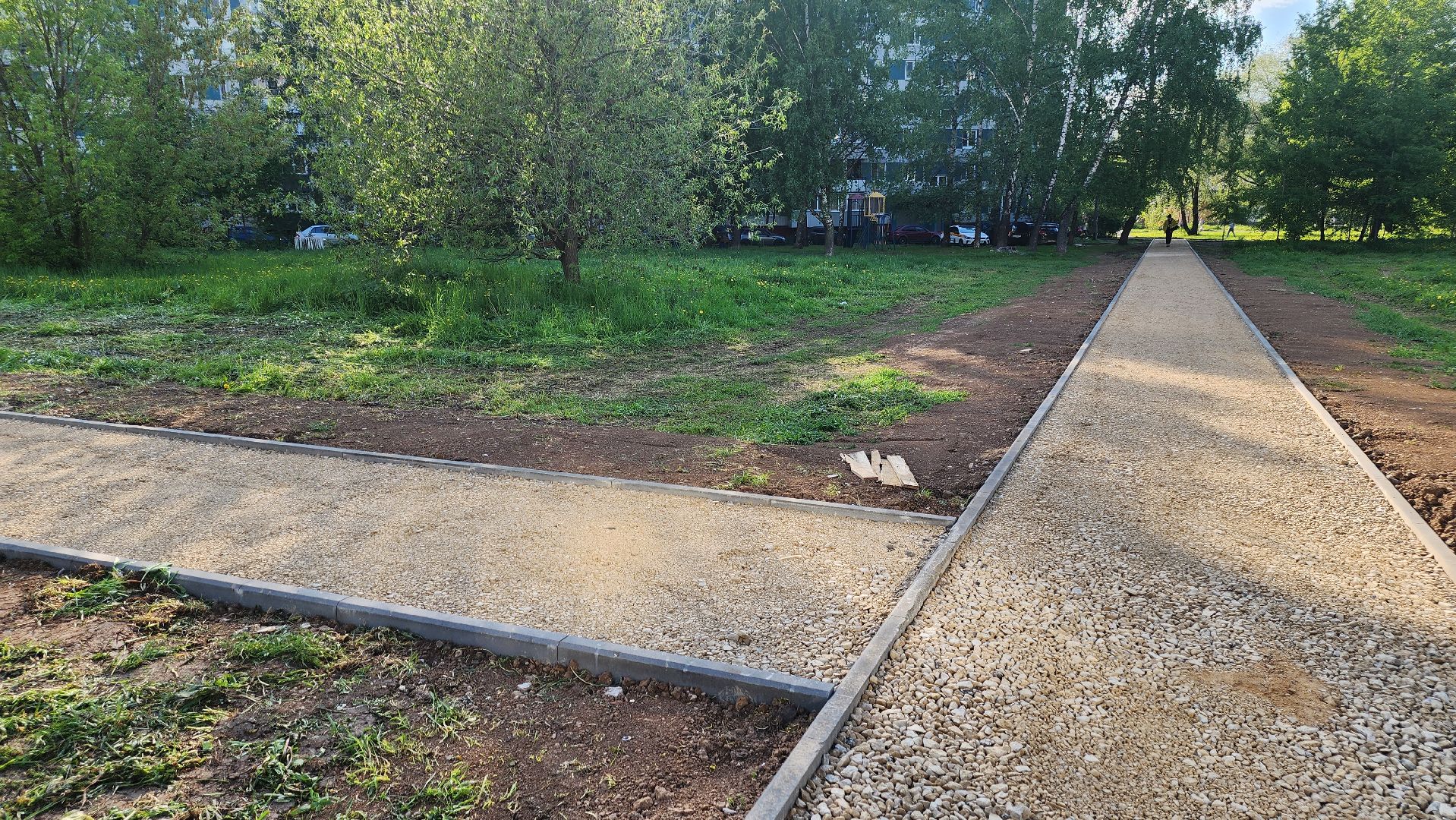 долгопрудный, благоустровйство, народные тропы, дорожки, поребрик, Дунькина деревня,