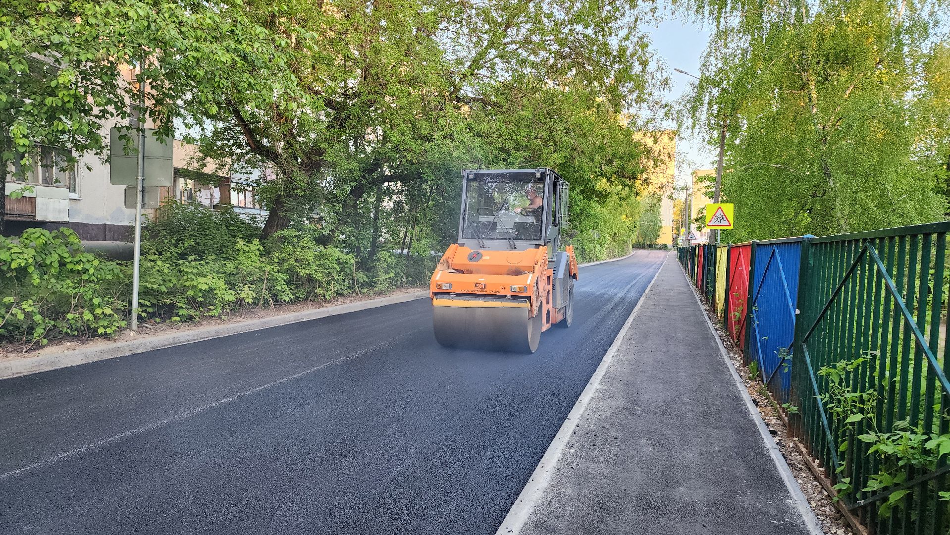 кашира, новокаширская, ремонт дороги, бордюры, тротуар, дорожная разметка, знаки,