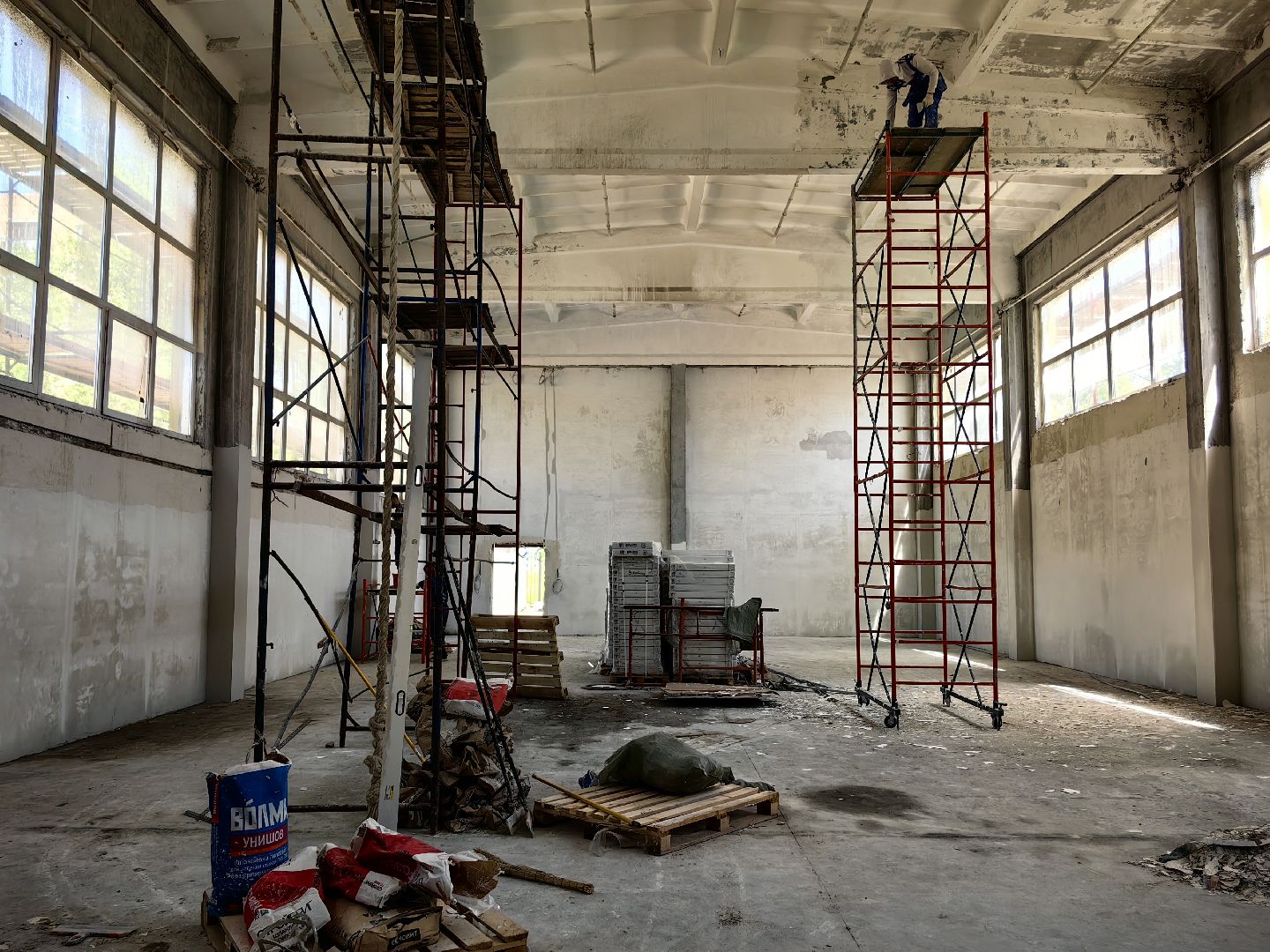 капитальный ремонт, школа, фасад, кровля, оборудование, техника, бригада рабочих, объект,