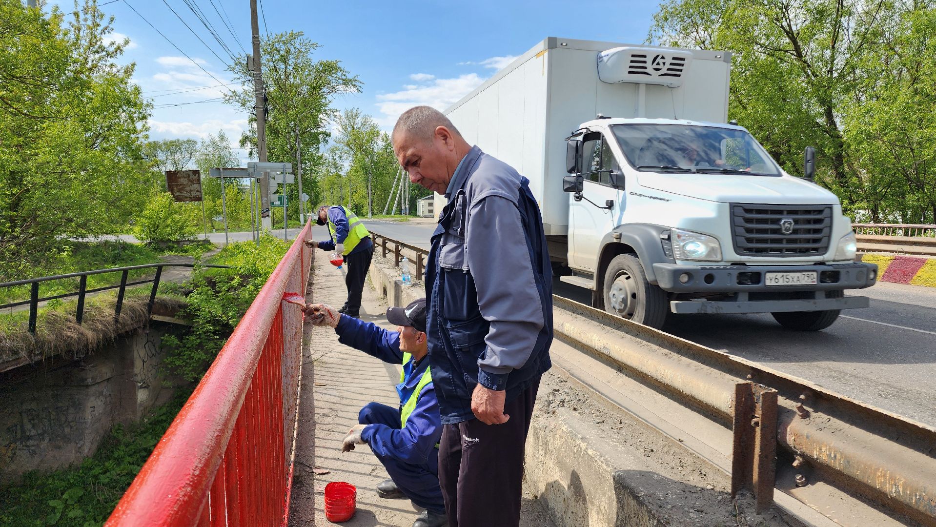 Мост, река Рожайка, Покраска, Покраска перил, Ограждение, Благоустройство, Домодедово, капитальный ремонт, МБУ, ЖКХ, Подмосковье,