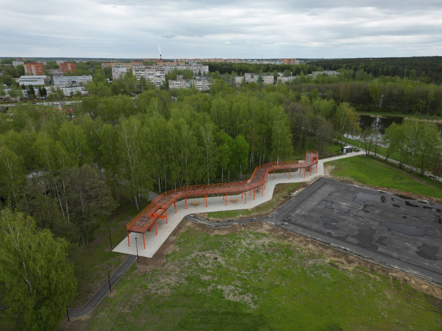 видео с коптера, парк, егорьевск,