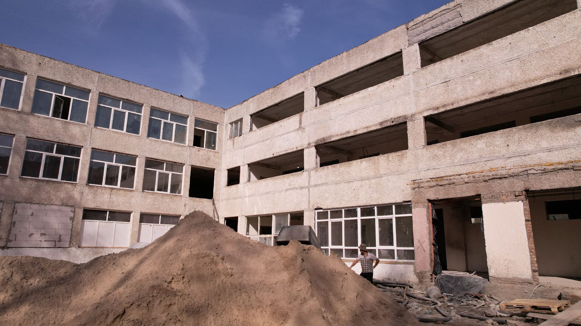 видео с коптера, школа, ремонт,