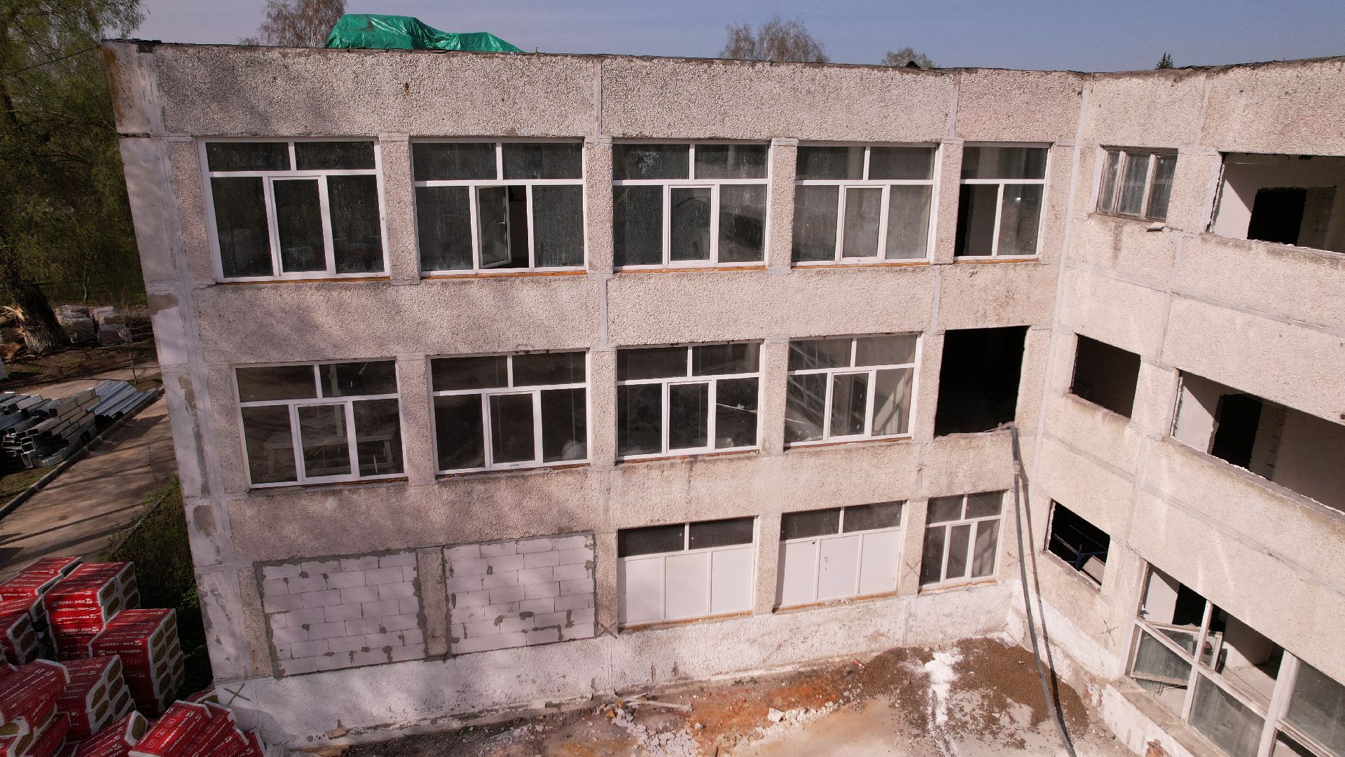 видео с коптера, школа, ремонт,