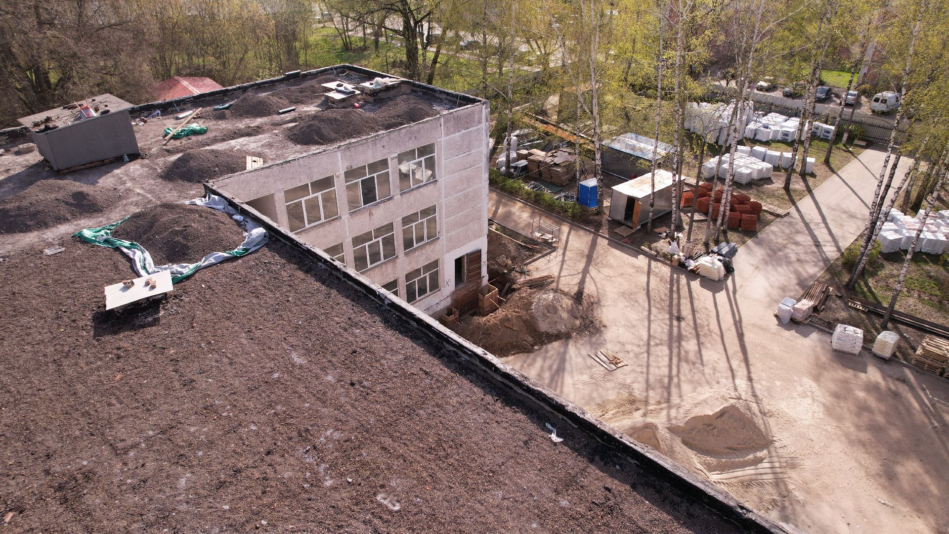 видео с коптера, школа, ремонт,