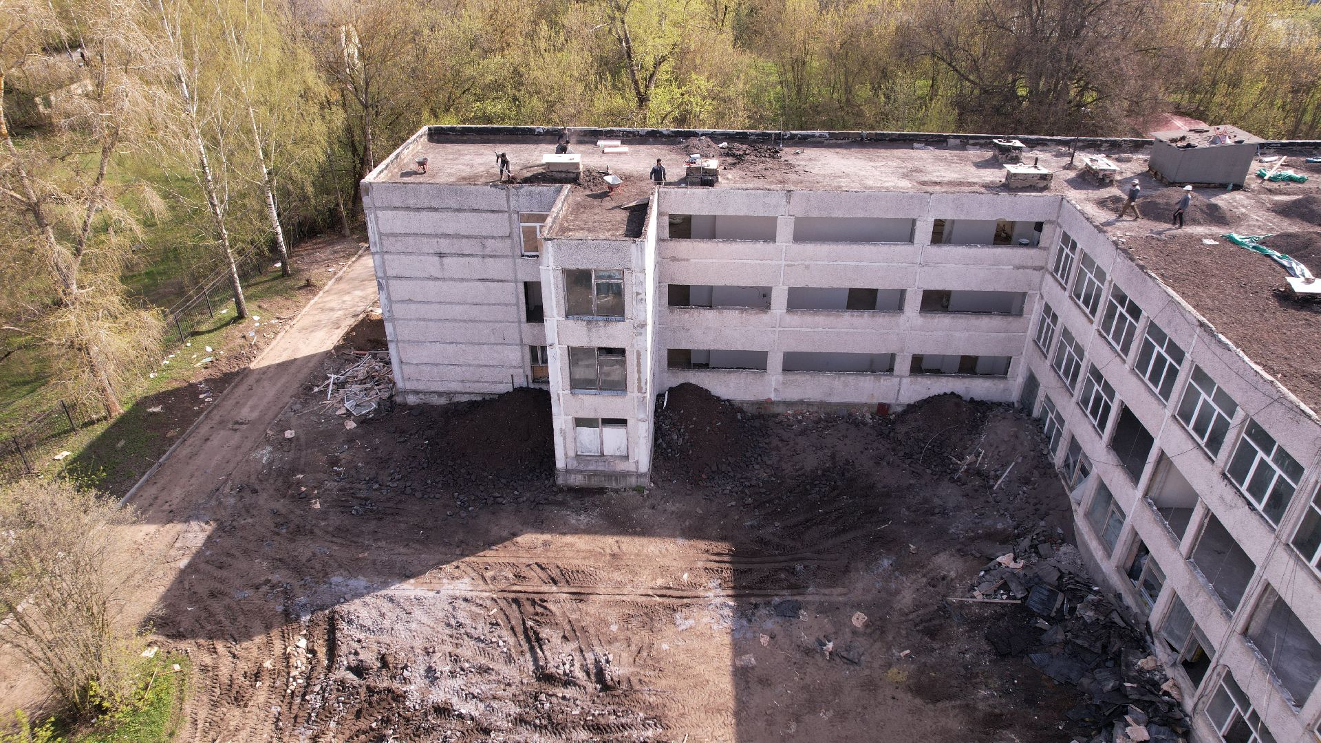 видео с коптера, школа, ремонт,