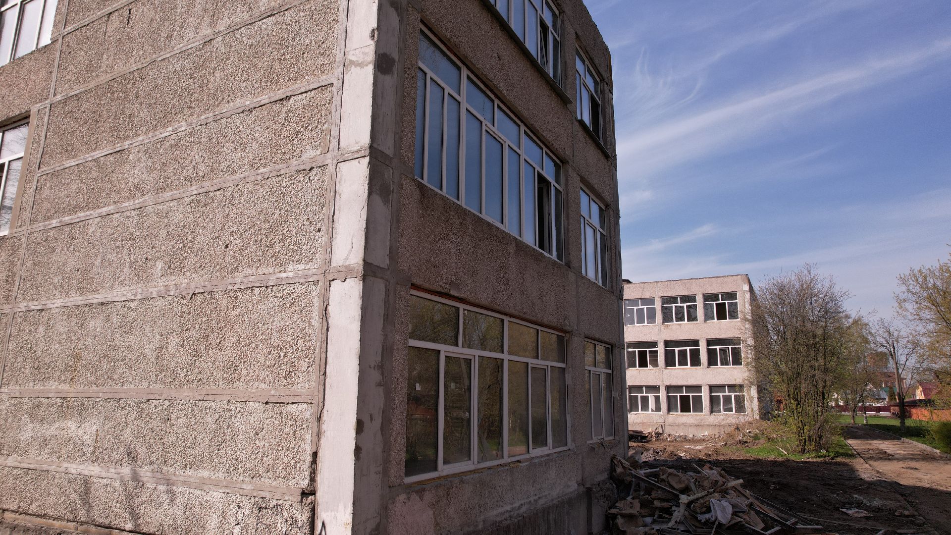 видео с коптера, школа, ремонт,