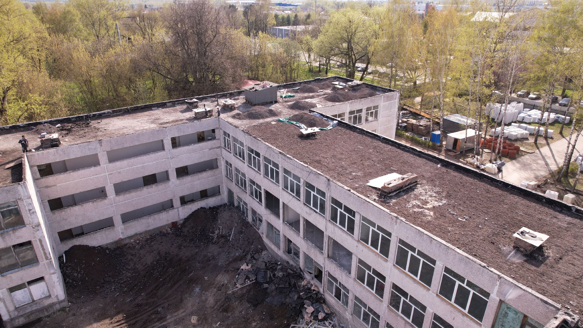 видео с коптера, школа, ремонт,