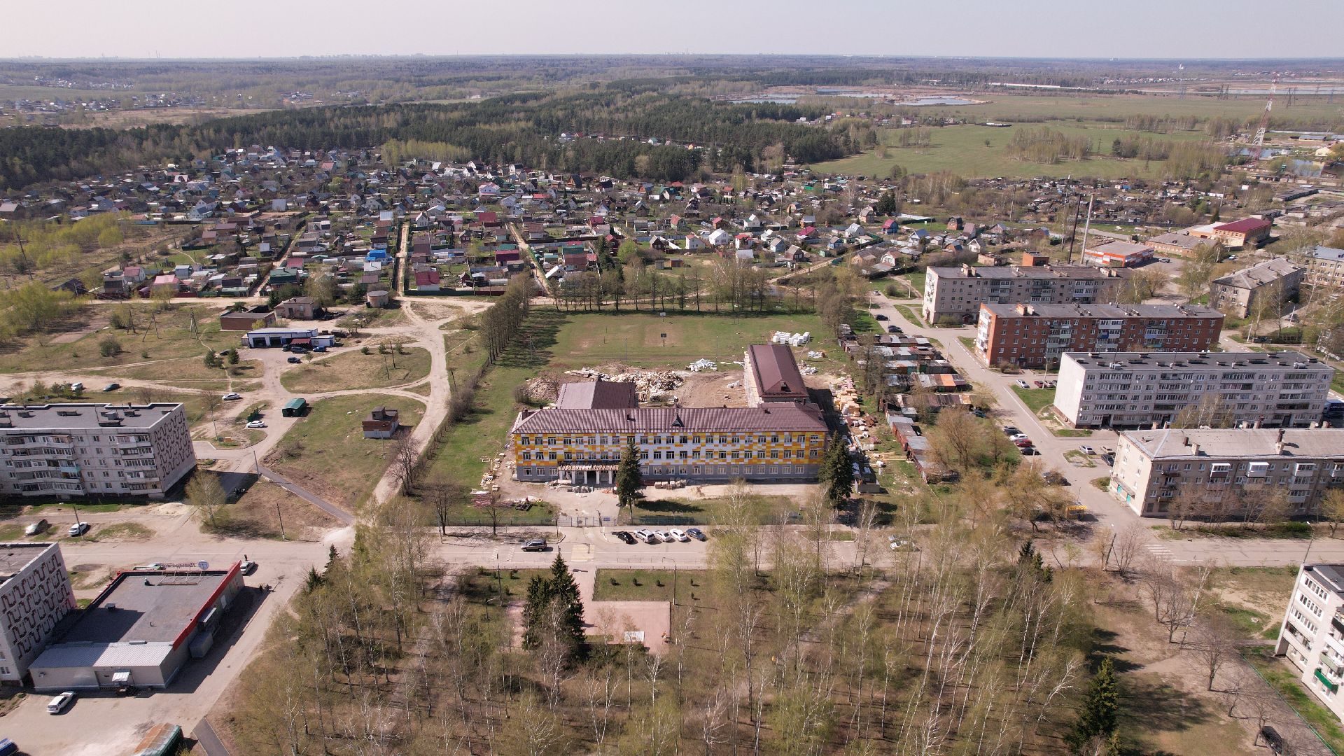 видео с коптера, школа, павловский посад,