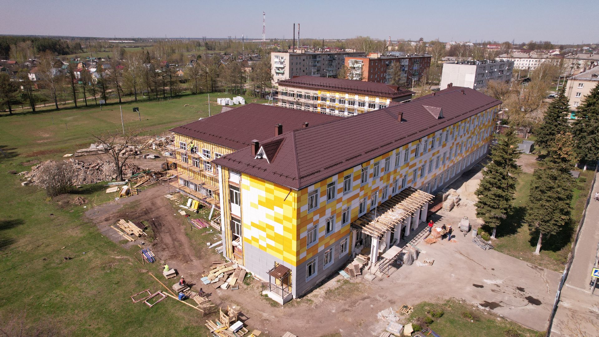 видео с коптера, школа, павловский посад,