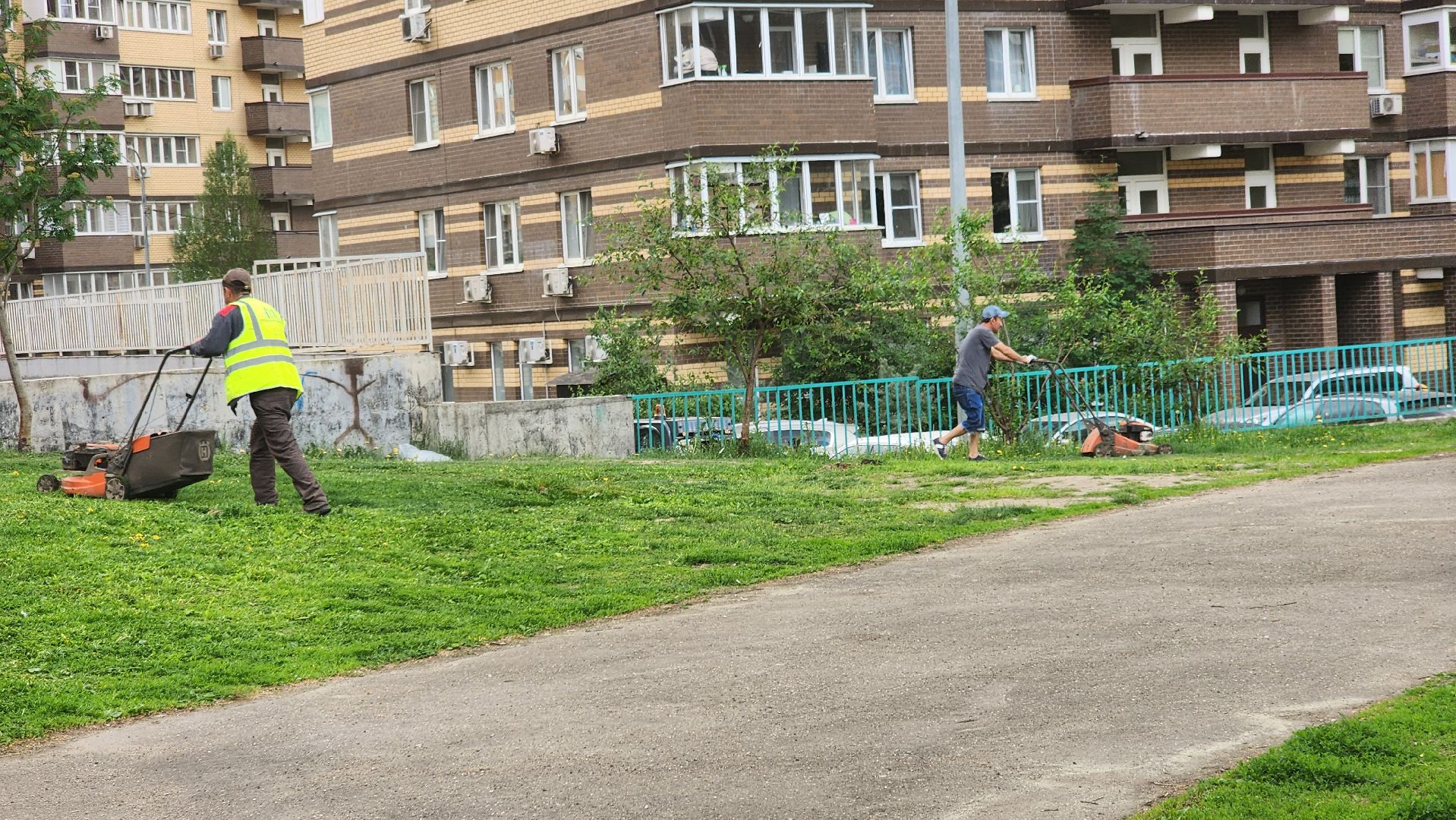 долгопрудный, благоустровйство, покос травы, покраска детских площадок, покраска перил,