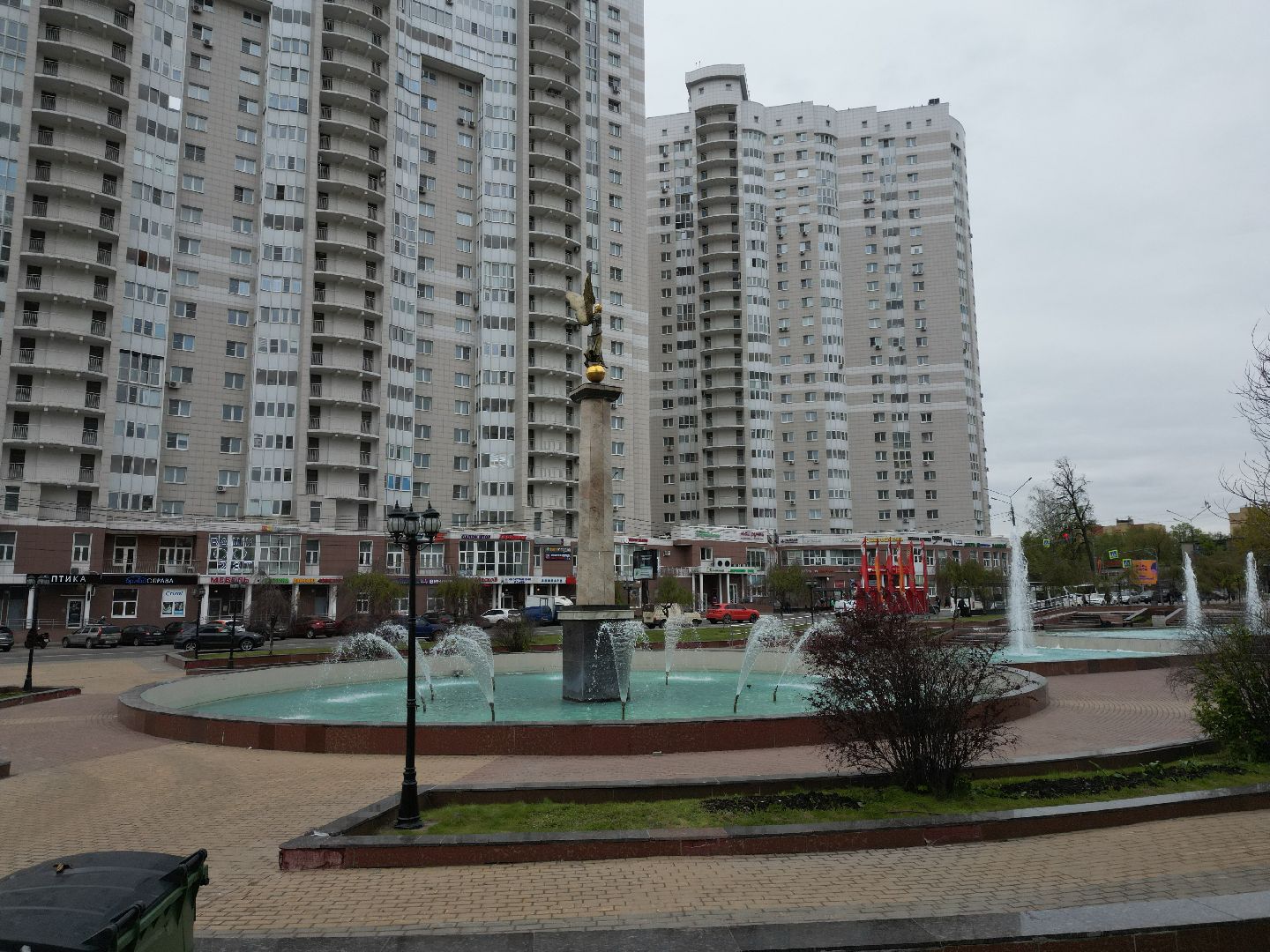 пушкино, фонтан, видео с коптера,